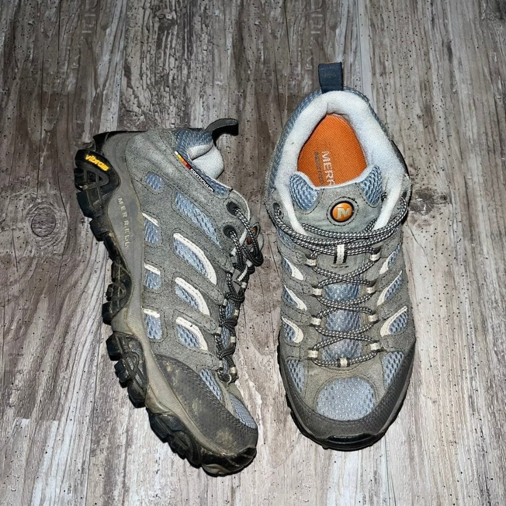 Women merrell moab hiking shoes size 7 blue